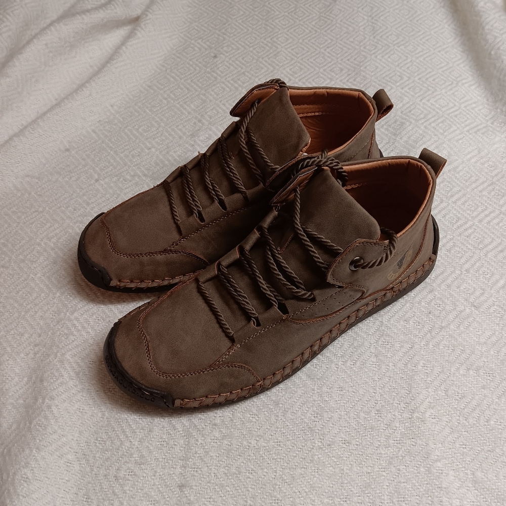 Kaegreel Handmade Stitching Leather Shoes Non-Slip Soft Sole Casual Ankle Boots